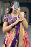 Silk Printed Light Pink Flared Style Lehenga 