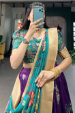 Silk Printed Plum Purple Flared Style Lehenga 