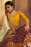 Silk Purple Printed Flared Style Lehenga