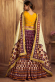Silk Purple Printed Flared Style Lehenga