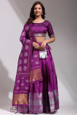 Silk Purple Woven Zari Flared Style Lehenga