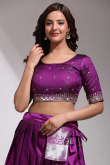 Silk Purple Woven Zari Flared Style Lehenga