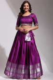 Silk Purple Woven Zari Flared Style Lehenga
