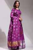 Silk Purple Woven Zari Flared Style Lehenga