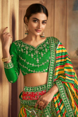 Silk Red Printed Flared Style Lehenga