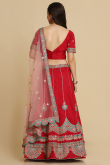 Silk Red Zari Embroidered Panelled Style Lehenga