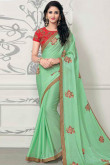 Stylish Light Green Chiffon Saree With Banglori Silk Blouse