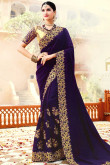 Purple Silk Saree With Silk Blouse