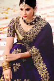 Purple Silk Saree With Silk Blouse