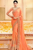 Crayola orange Silk Saree With Silk Blouse