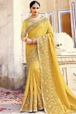 Royal Yellow Silk Saree With Silk Blouse