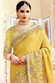 Royal Yellow Silk Saree With Silk Blouse