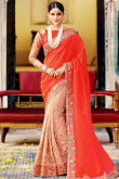Chili red Silk Saree With Silk Blouse