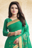 Pantone green Art silk Saree With Art silk Blouse