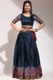 Silk Teal Blue A Line Weaved Lehenga 