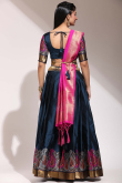 Silk Teal Blue A Line Weaved Lehenga 