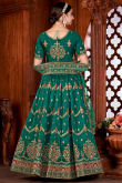 Silk Teal Green Zari embroidered Panelled Style Lehenga