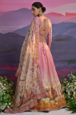 Silk Blend Thulian Pink Flared Style Lehenga with Printed Work