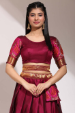 Silk Wine Maroon A Line Weaved Lehenga 