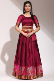 Silk Wine Maroon A Line Weaved Lehenga 