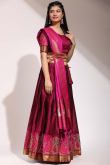 Silk Wine Maroon A Line Weaved Lehenga 