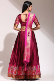 Silk Wine Maroon A Line Weaved Lehenga 