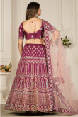 Silk Wine Maroon Zari embroidered Panelled Style Lehenga