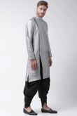 Silver Dupion Silk Side Slit Men's Kurta Dhoti