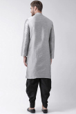 Silver Dupion Silk Side Slit Men's Kurta Dhoti