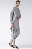 Silver Dupion Silk Straight Cut Men's Plain Dhoti Kurta 