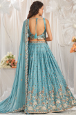 Sky Blue Embroidered Georgette Flared Style Lehenga 