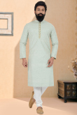 Sky Blue Georgette Embroidered Men Kurta Pajama