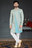 Sky Blue Jacquard Men's Sherwani