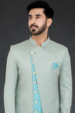 Sky Blue Jacquard Men's Sherwani