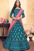 Sky Blue Satin Lehenga With Satin Choli
