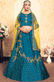 Sky Blue Satin Lehenga With Satin Choli