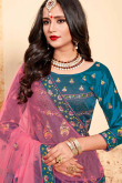 Sky Blue Satin Lehenga With Satin Choli