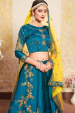 Sky Blue Satin Lehenga With Satin Choli
