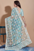 Sky Blue Net Resham Embroidered Light Weight Saree