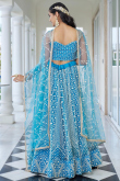 Sky Blue Net Sequins Embroidered Flared Style Lehenga