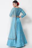 Sky Blue Satin Embroidered Lehenga