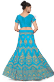 Sky Blue Zari Embroidered Silk Lehenga For Sangeet 