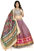 Soft Silk Magenta Pink Flared Style Printed Lehenga