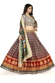 Soft Silk Maroon Flared Style Printed Lehenga