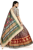 Soft Silk Maroon Flared Style Printed Lehenga