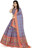 Soft Silk Multi Color Flared Style Printed Lehenga