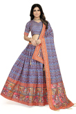 Soft Silk Multi Color Flared Style Printed Lehenga