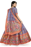 Soft Silk Multi Color Flared Style Printed Lehenga