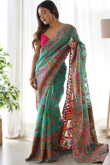 Soft Silk Persian Green Weaved Thread Light Weight Saree