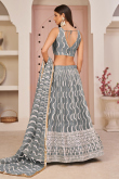 Steel Grey Net Floor Length Lehenga